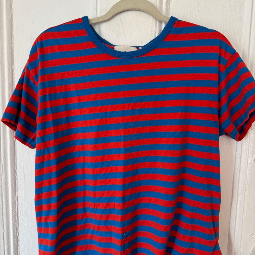 Striped Short Sleeve Tee in Red & Blue - Women